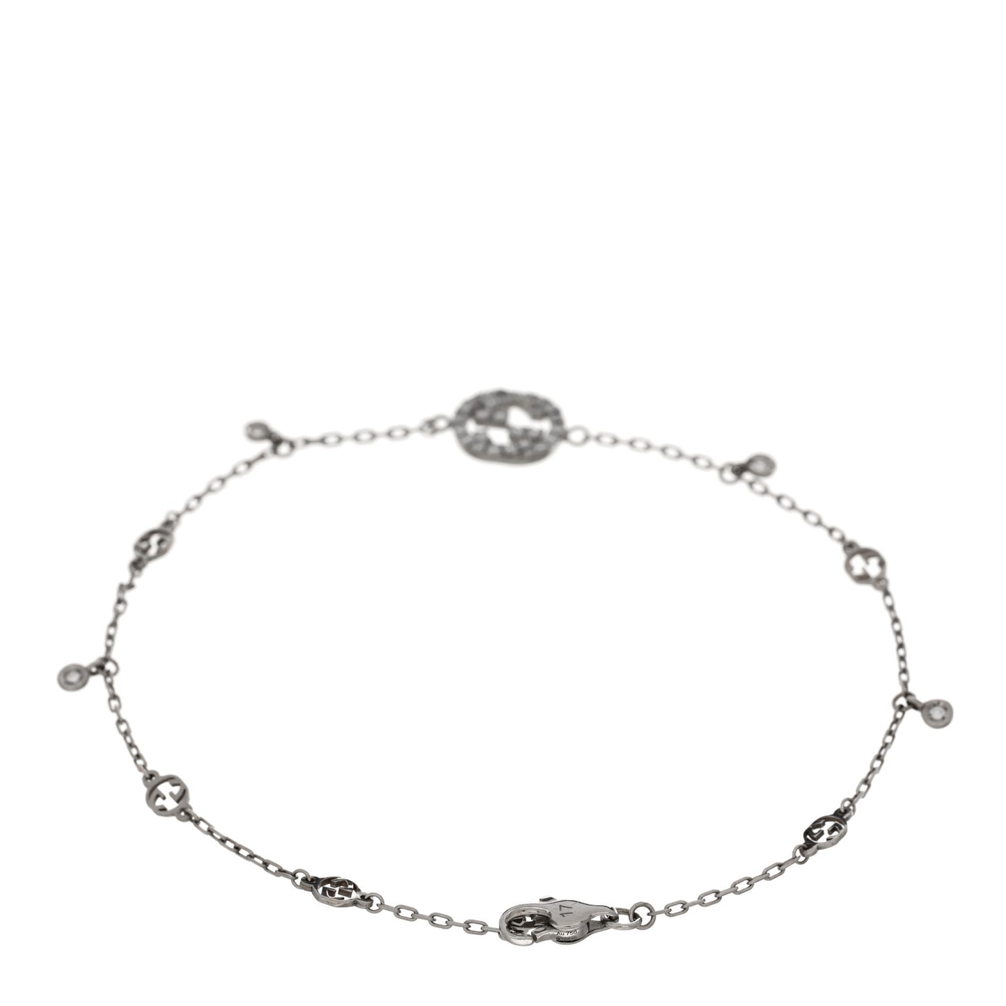 18K White Gold Diamond GG Running Bracelet