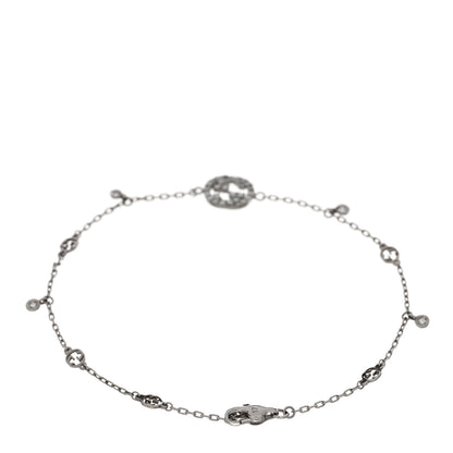 Gucci 18K White Gold Diamond GG Running Bracelet 5 of 8