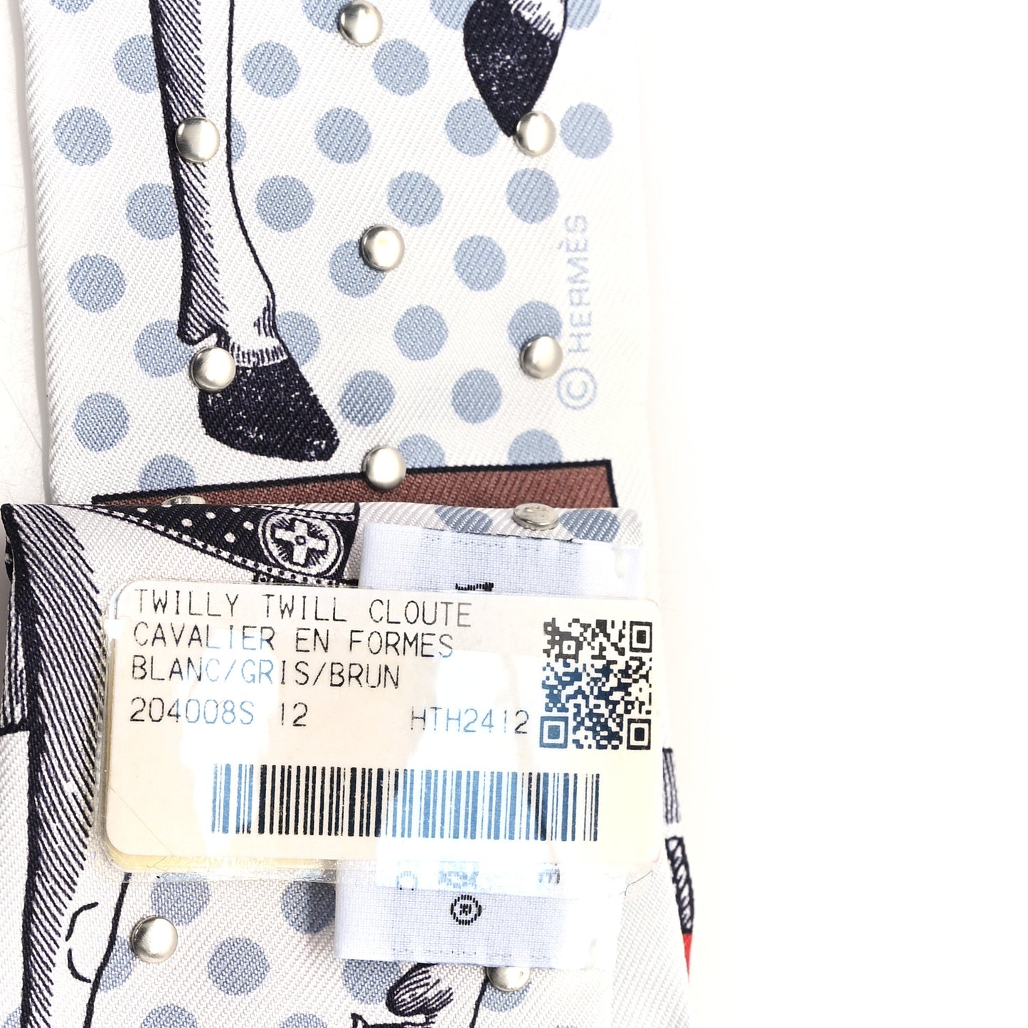 Silk Cavalier en Formes Studded Twilly White Gris Brun