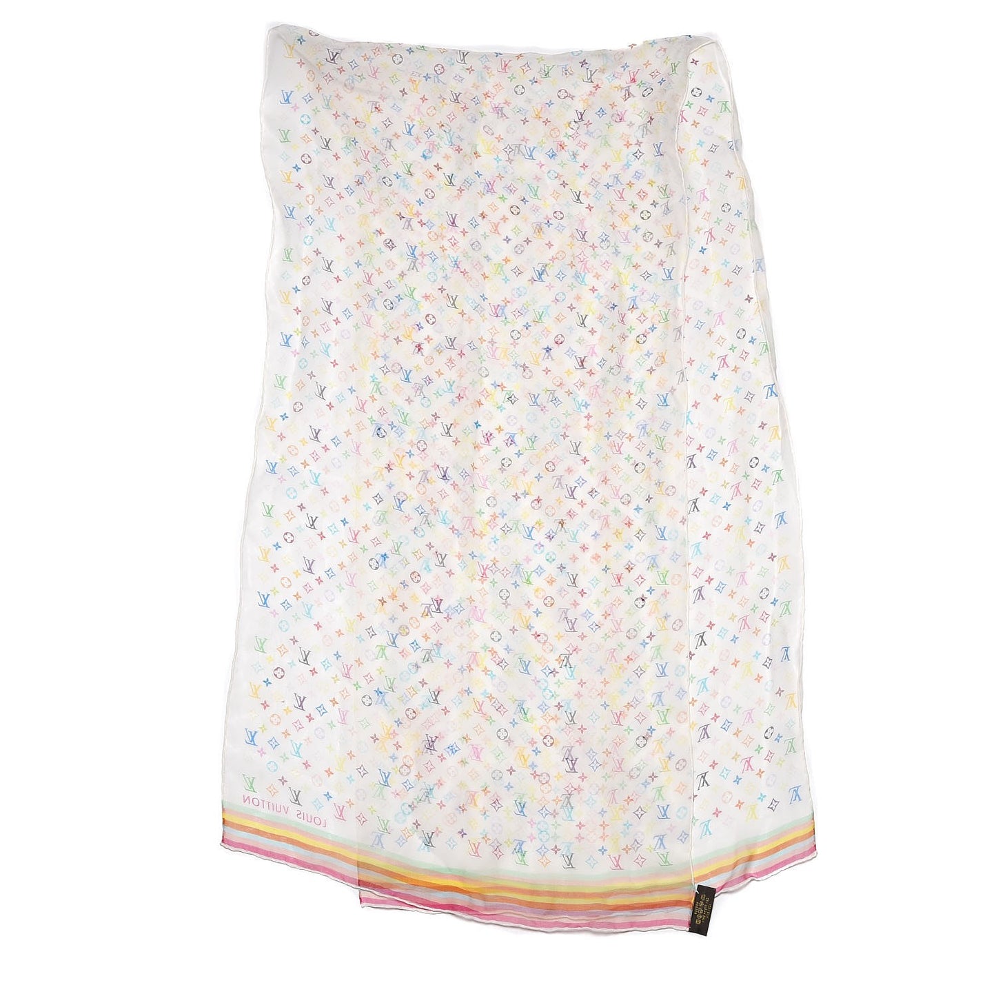 Silk Multicolor Stole White