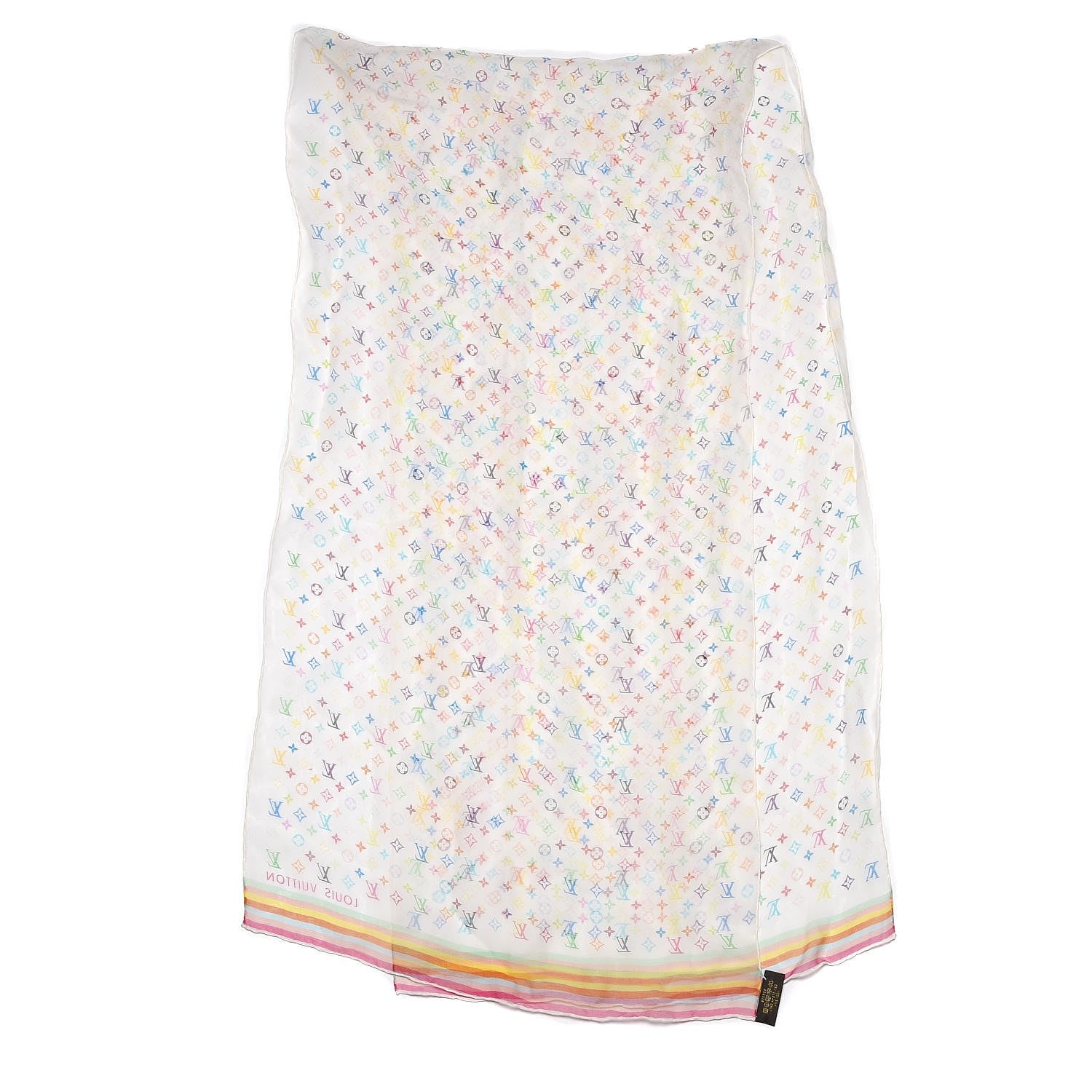 Louis Vuitton Silk Multicolor Stole White 4 of 7