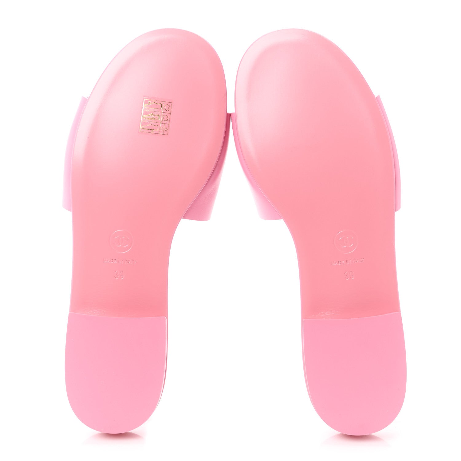 Chanel Calfskin Patent Calfskin Logo Mules 39 Pink Black 5 of 8