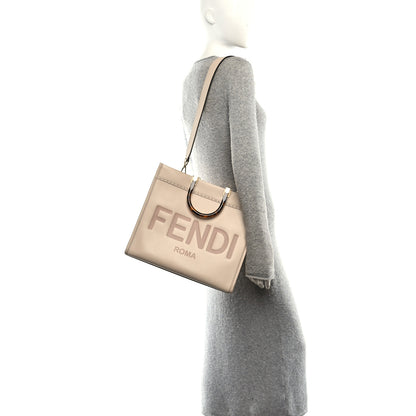 Fendi Vitello King Plexiglass Logo Embossed Medium Fendi Sunshine Shopper Tote Light Rose 2 of 9