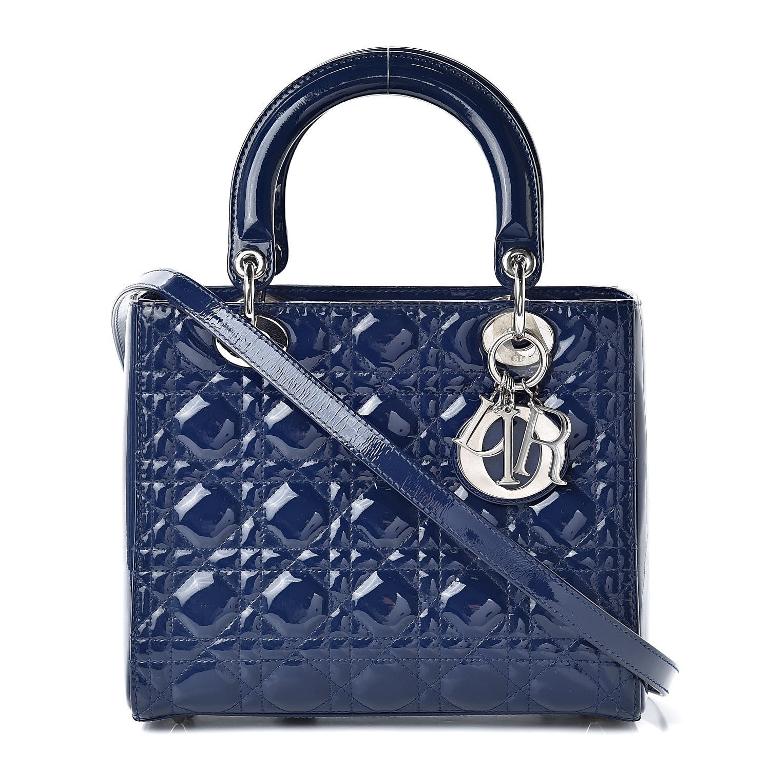 Christian Dior Patent Cannage Medium Lady Dior Blue 1 of 14