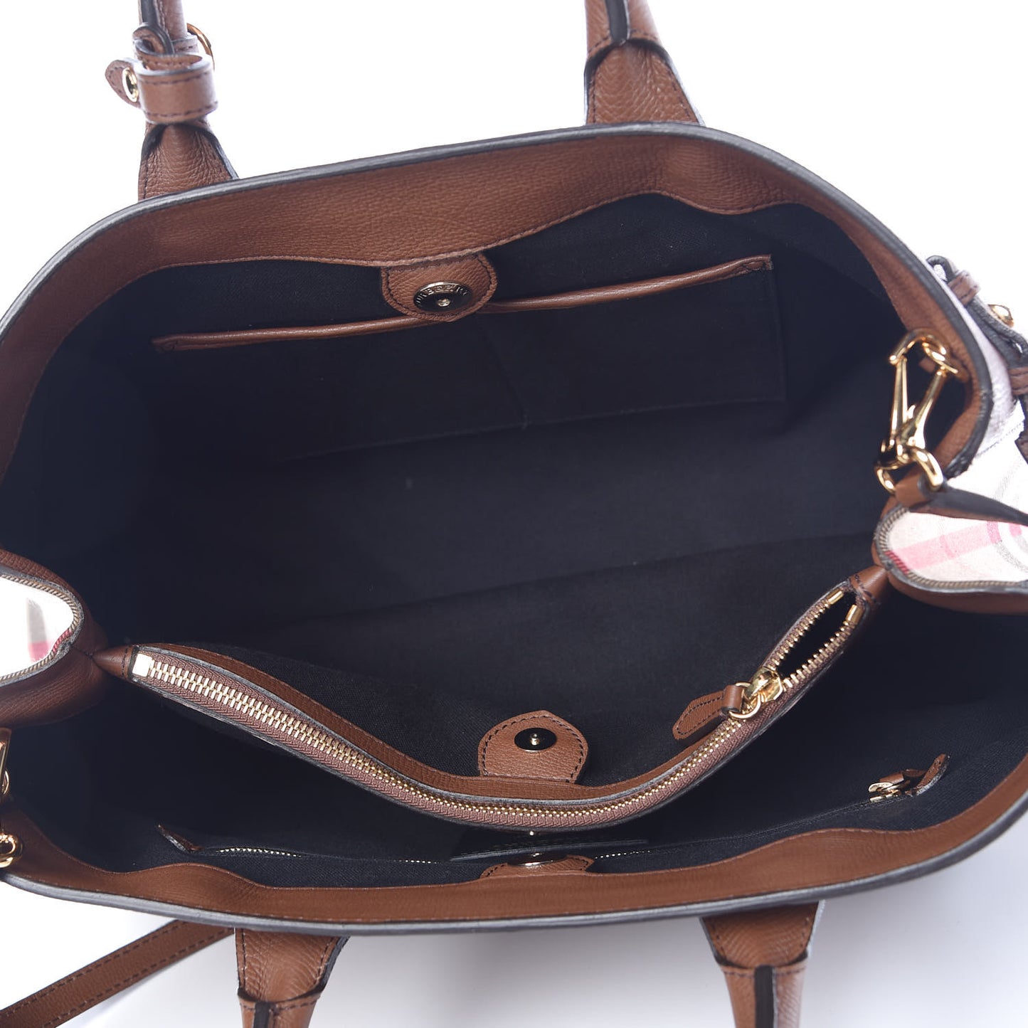 Grainy Calfskin House Check Large Banner Tote Tan