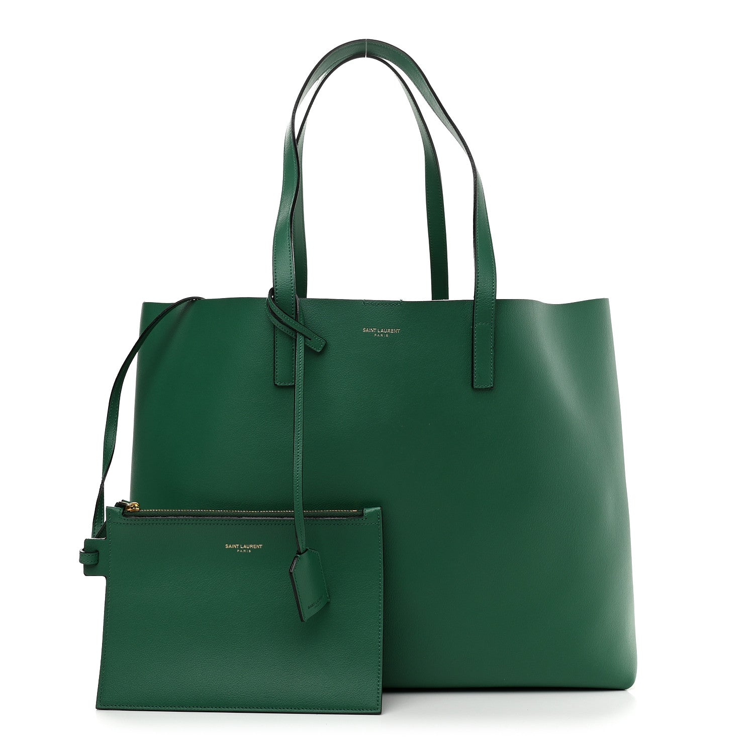 Saint Laurent Calfskin Large Shopping Tote Emerald Green 1 of 8