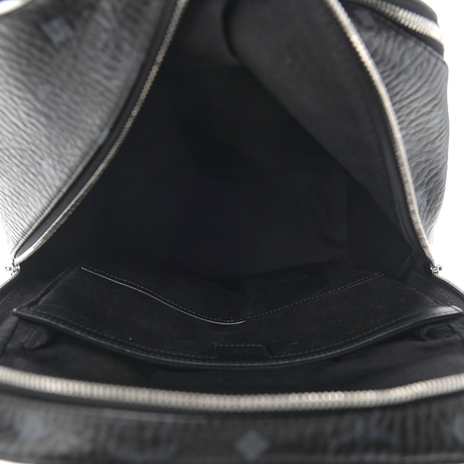 MCM Metallic Visetos Striped Medium Duke Backpack Silver Black 9 of 14