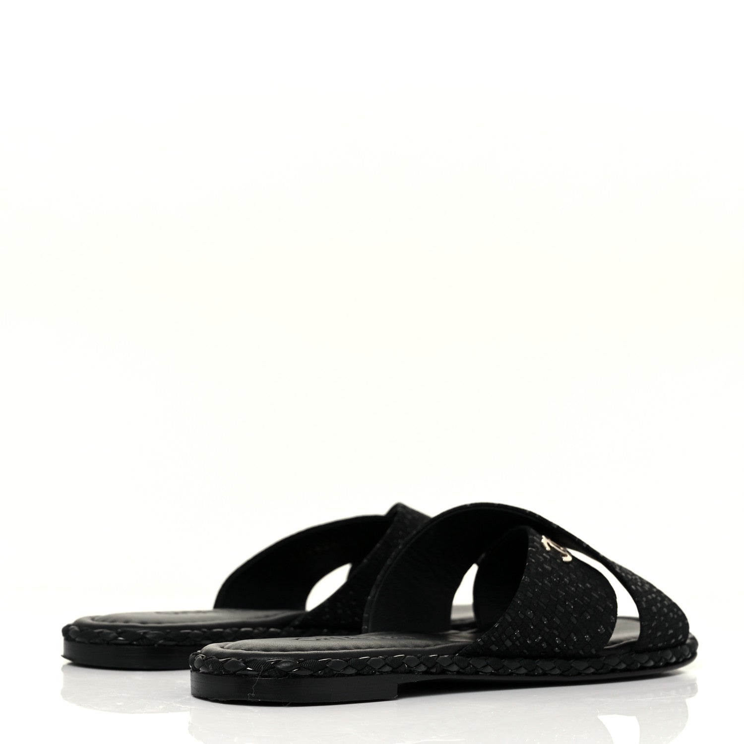 Chanel Fabric Mule Sandals 37 Black 4 of 9