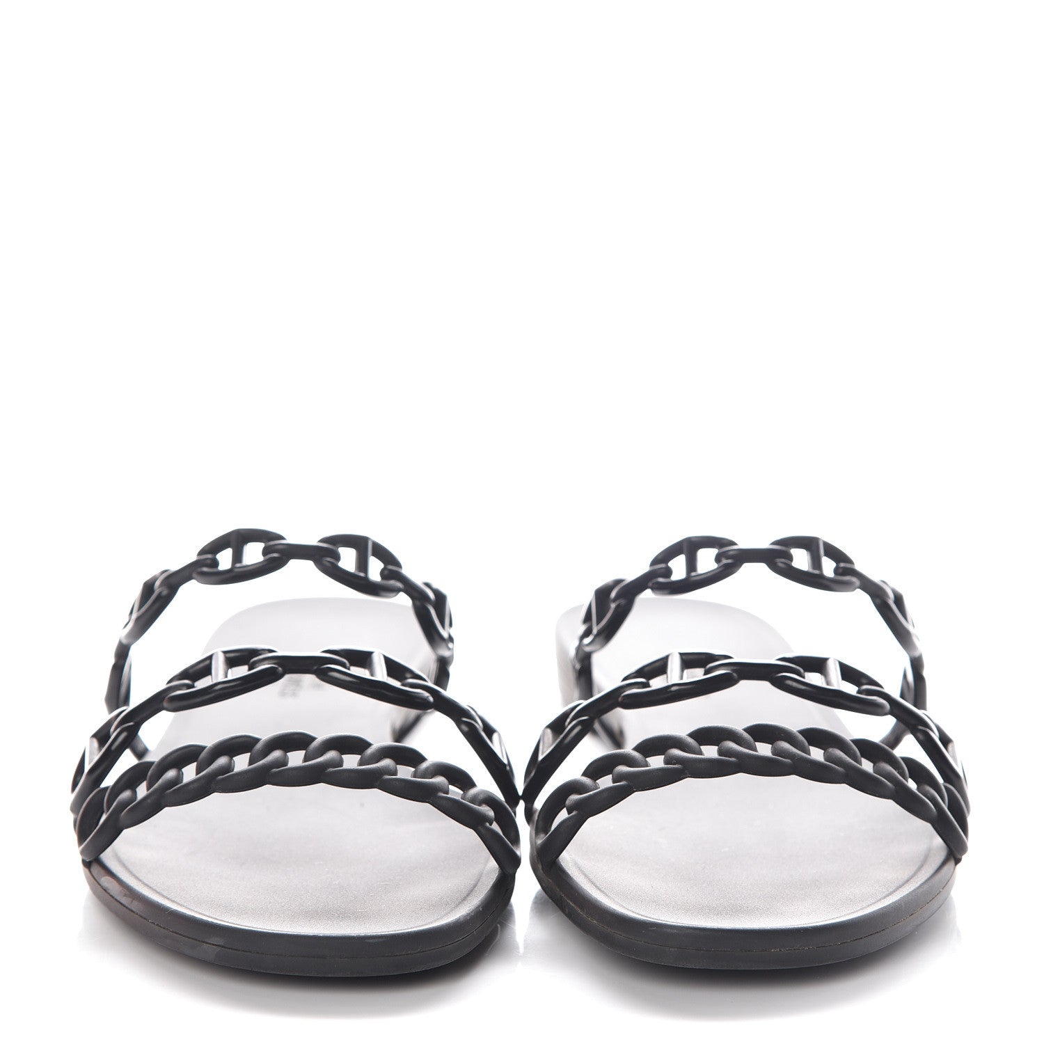 Hermes Rubber Chaine d'Ancre Rivage Sandals 39 Black 2 of 10