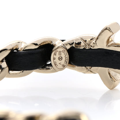 Chanel Metal Lambskin Quilted CC Turnlock Chain Hoop Earrings Gold Black 4 of 5