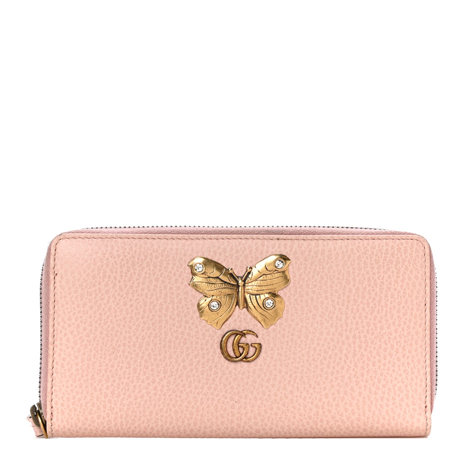 Gucci Calfskin Butterfly Farfalla Zip Around Wallet Perfect Pink 1 of 13