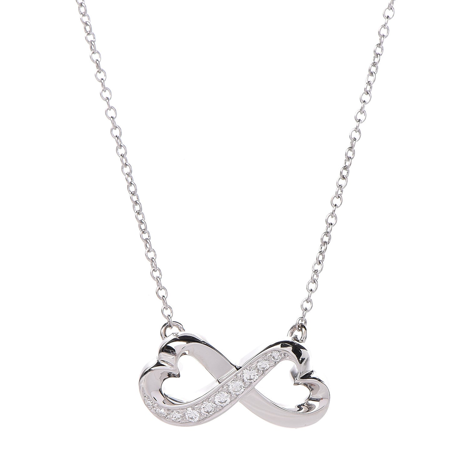 18K White Gold Diamond Paloma Picasso Double Loving Heart Necklace