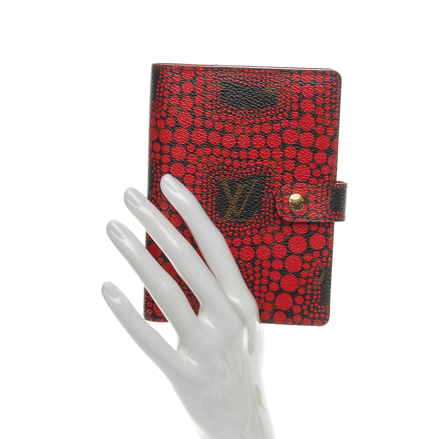 Louis Vuitton Monogram Kusama Town Small Ring Agenda Cover Red 2 of 7