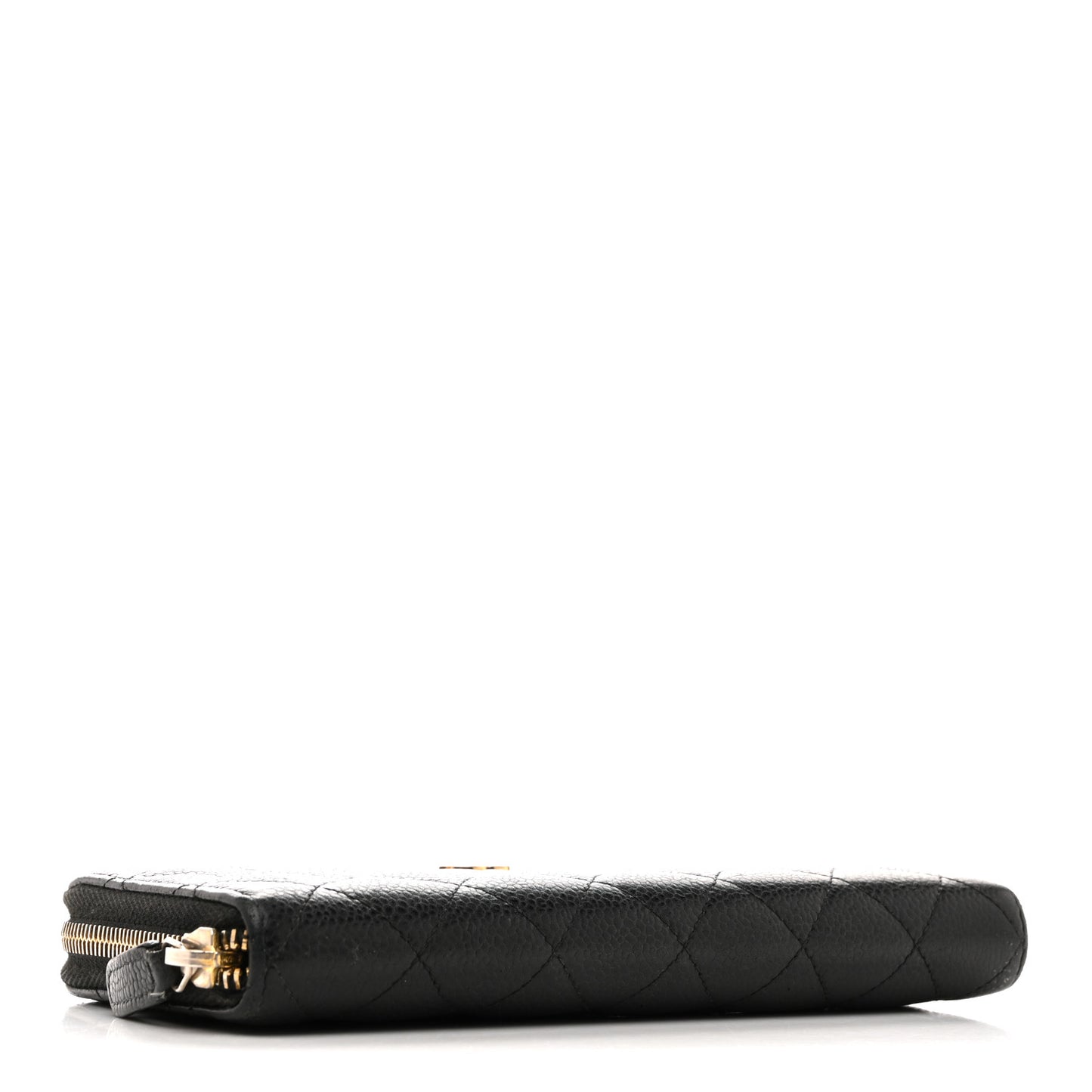 Caviar Quilted Large Gusset Zip Around Wallet Black