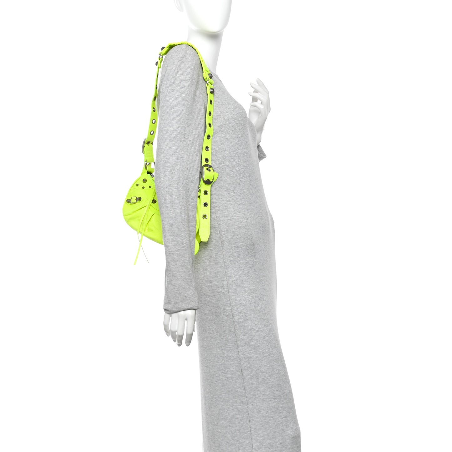 Agneau Arena Le Cagole Shoulder Bag XS Fluo Yellow