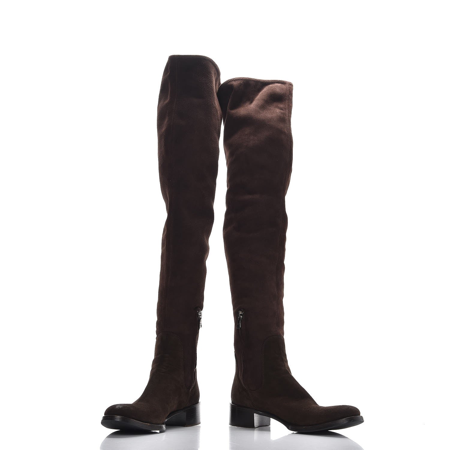Prada Suede High Boots 37 Brown 6 of 9