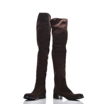 Prada Suede High Boots 37 Brown 6 of 9