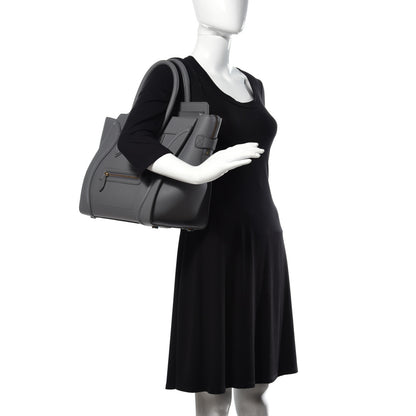 Celine Drummed Calfskin Mini Luggage Kohl 2 of 9