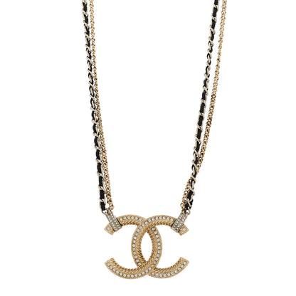Chanel Metal Lambskin CC Chain Necklace Gold Black 1 of 4