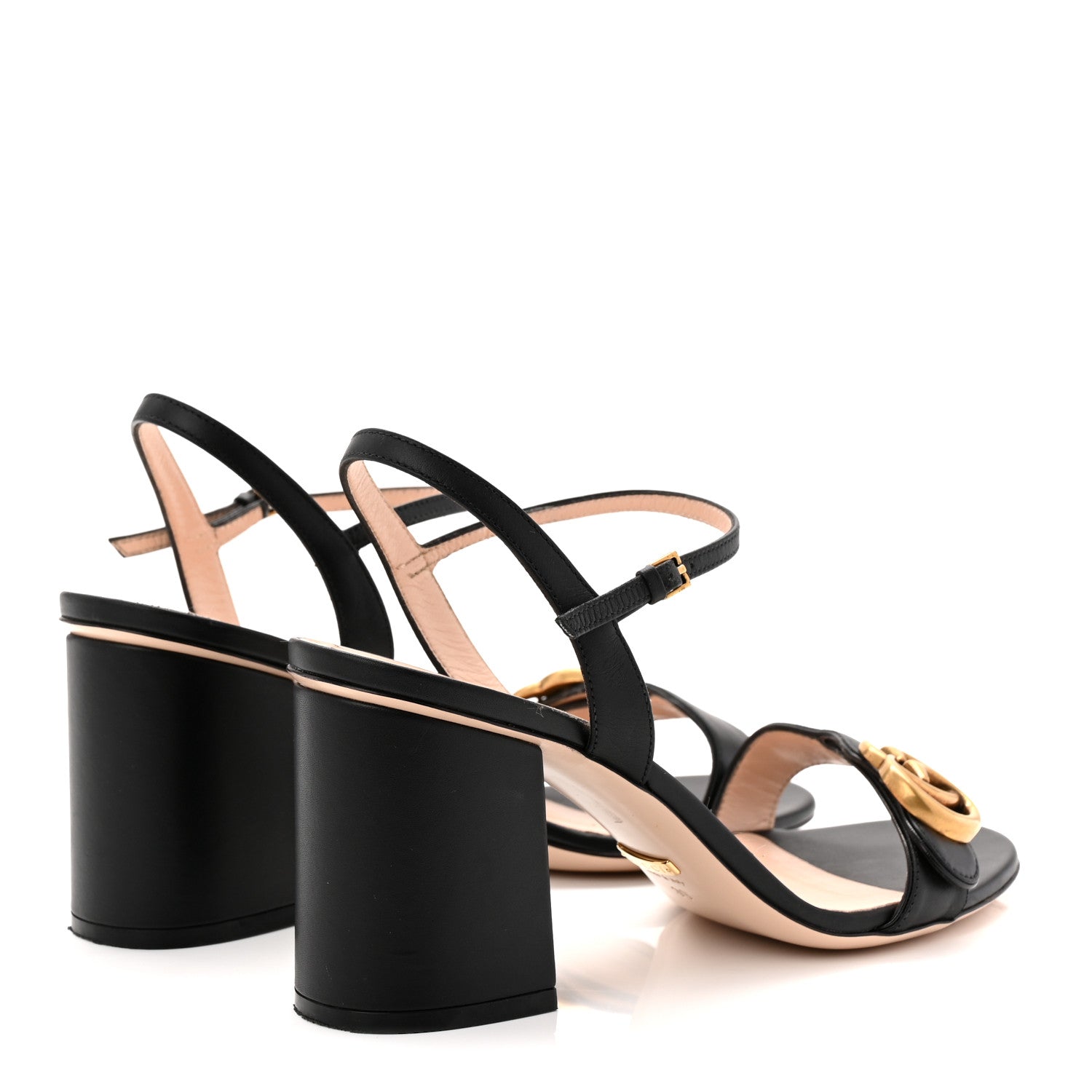 Gucci Lifford Calfskin GG Marmont Ankle Wrap 75mm Sandals 39 Black 5 of 10