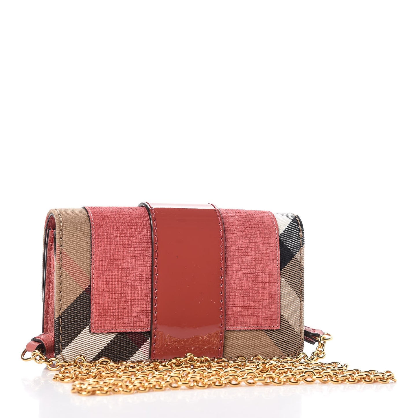 House Check Calfskin Mini Buckle Phone Bag Rose Pink