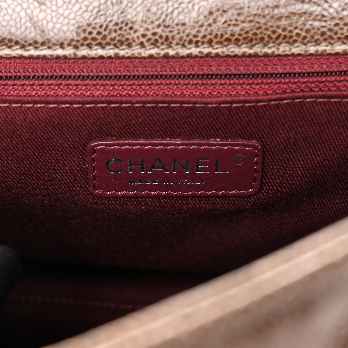 Crumpled Grained Calfskin Jumbo CC Crave Flap Brown