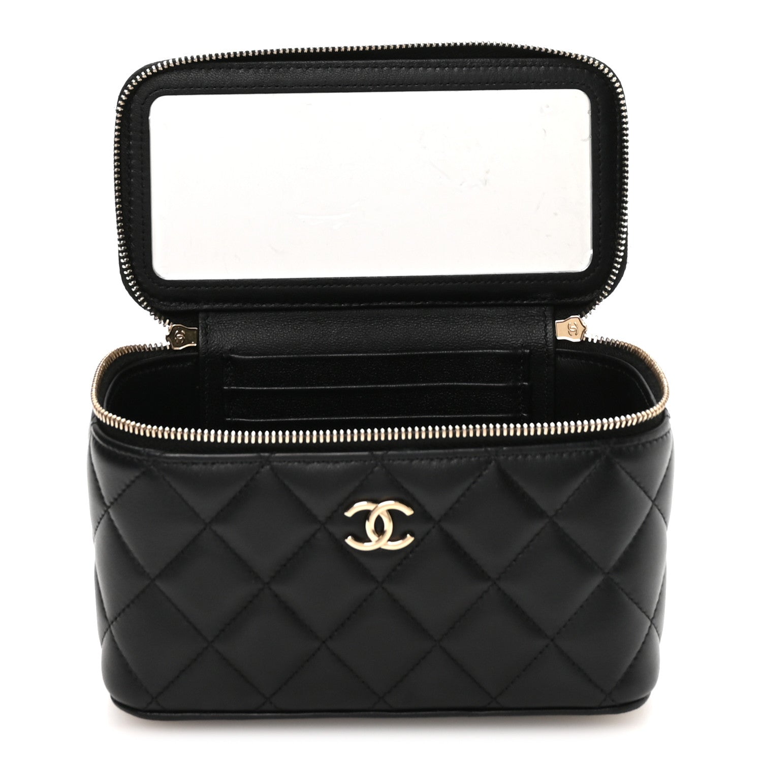 Chanel Lambskin Quilted Small Top Handle Vanity Case With Chain Black 7 of 11
