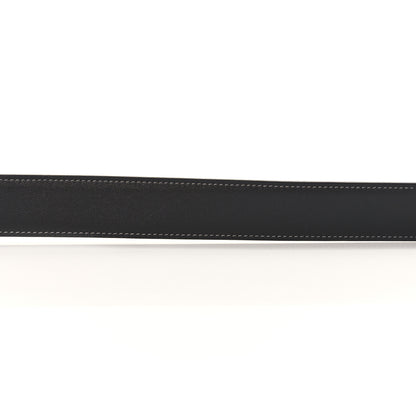 Hermes Box Togo 32mm Guillochee H Belt 95 Black Bleu Jean 6 of 6