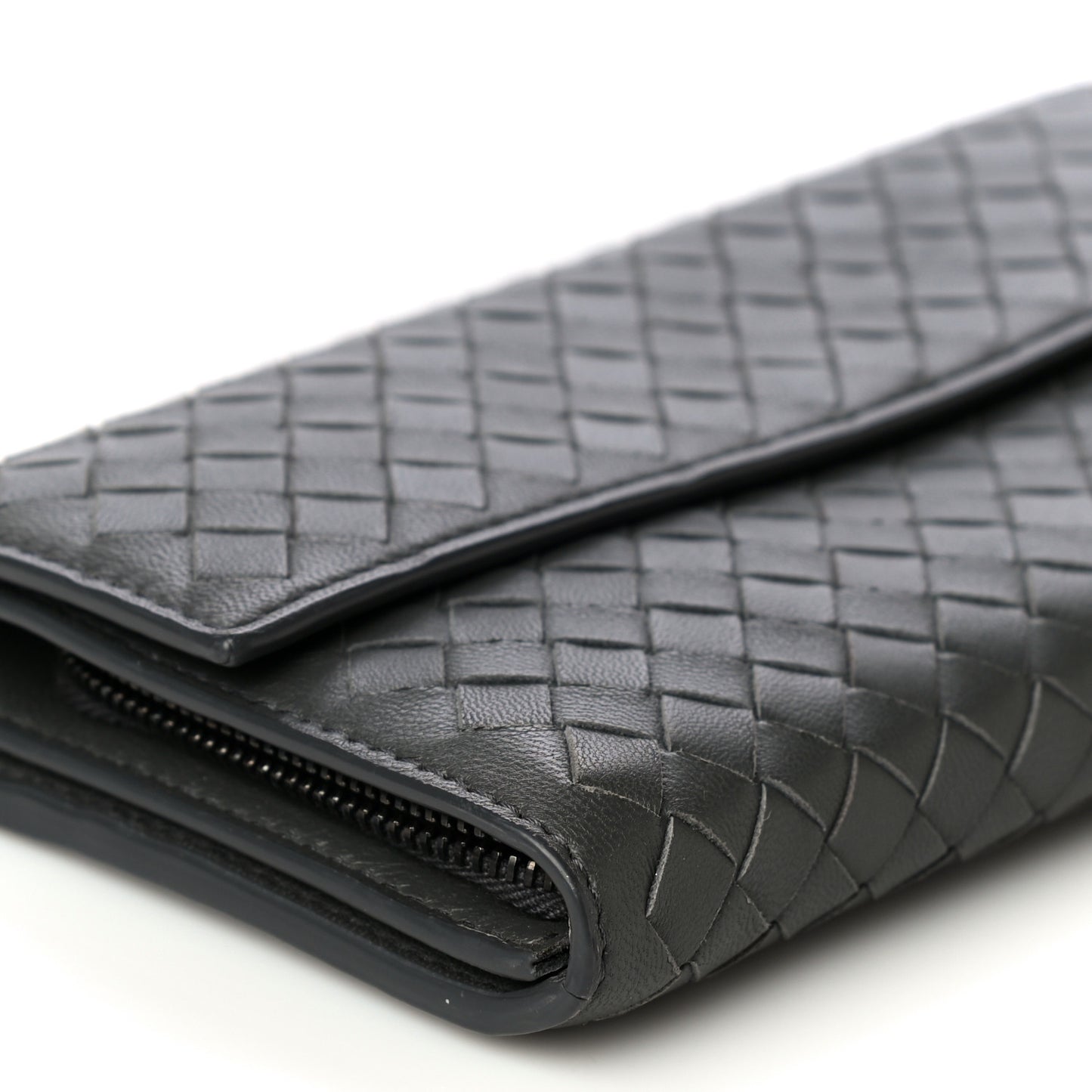 Nappa Intrecciato Continental Wallet Grey