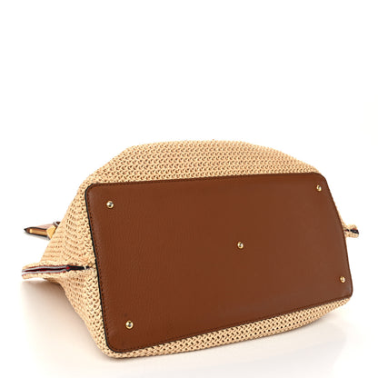 Valentino Garavani Raffia Grained Calfskin Medium Rockstud Vlogo Tote Naturale 5 of 11