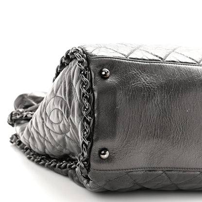 Chanel Metallic Calfskin Quilted Large Chain Me Hobo Dark Grey 9 of 10