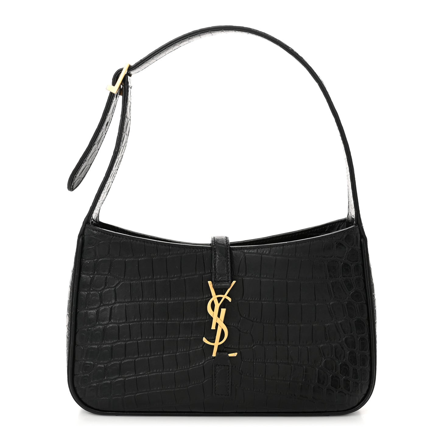 Calfskin Crocodile Embossed LE 5 A 7 Hobo Black