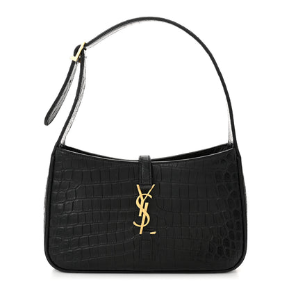 Saint Laurent Calfskin Crocodile Embossed LE 5 A 7 Hobo Black 1 of 11