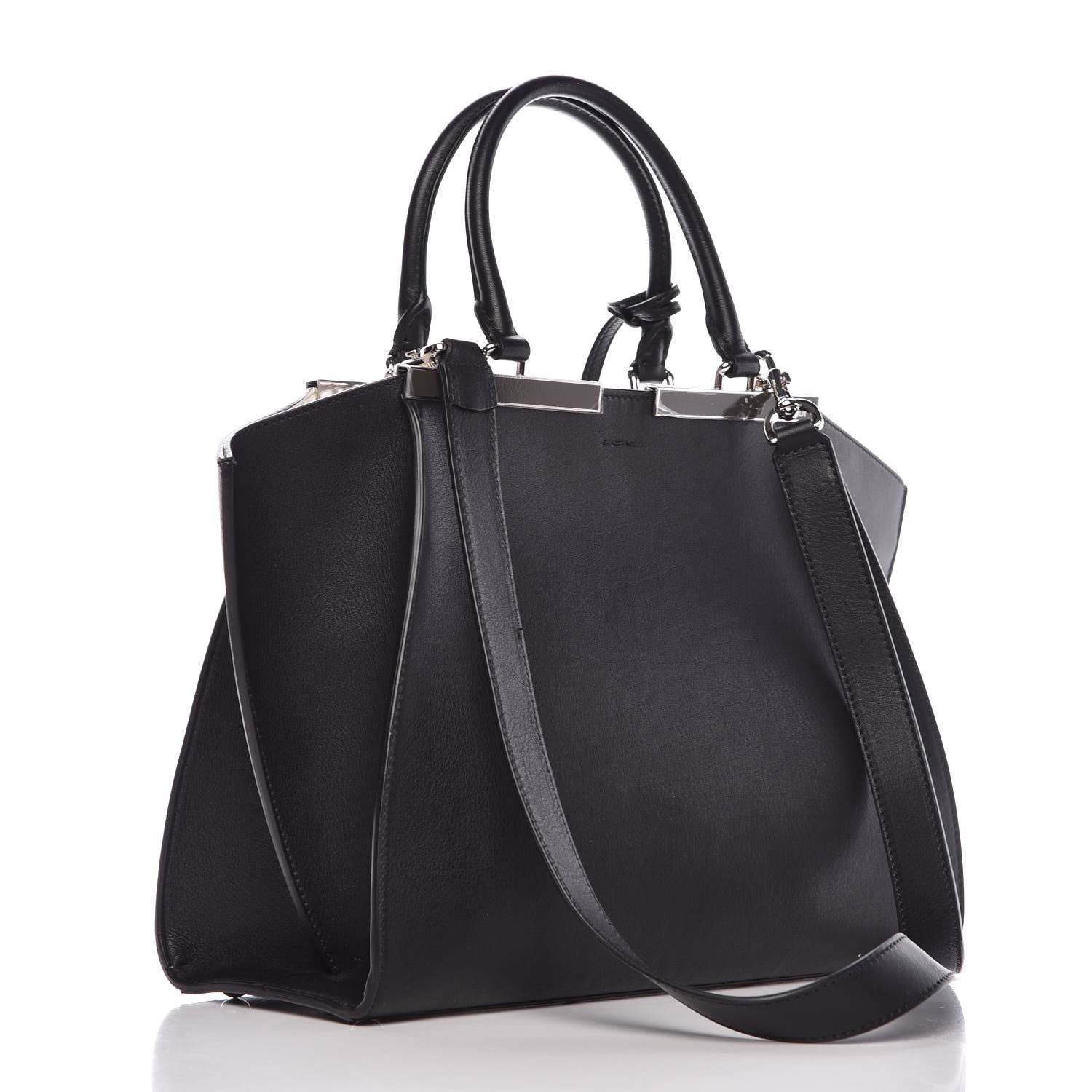 Fendi Vitello Dolce Shiny Nappa Petite 3Jours Tote Black 4 of 10