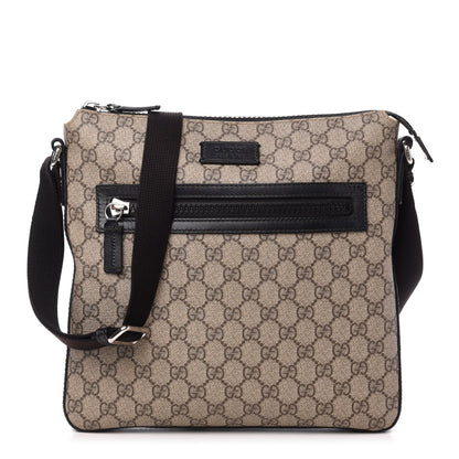 Gucci GG Supreme Monogram Flat Messenger Bag Black 1 of 16