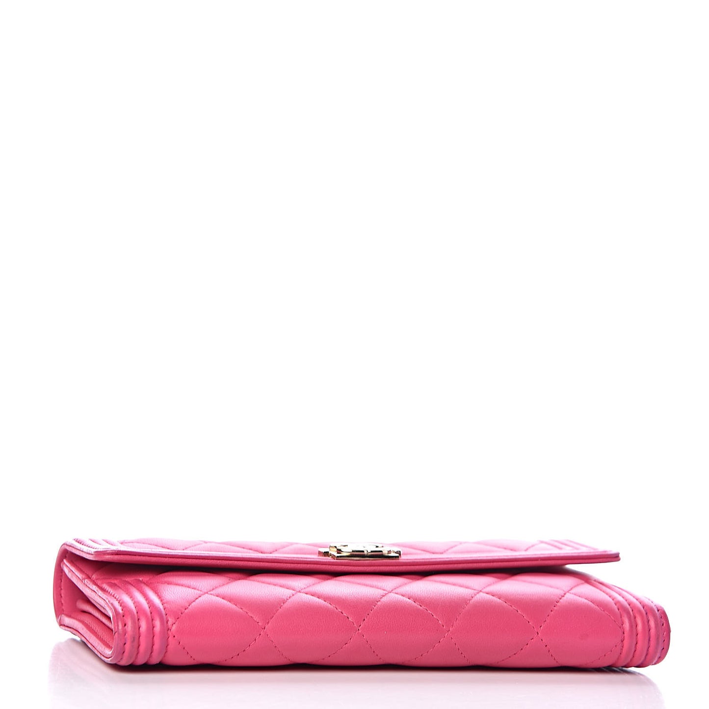 Lambskin Quilted Boy Flap Wallet Fuchsia