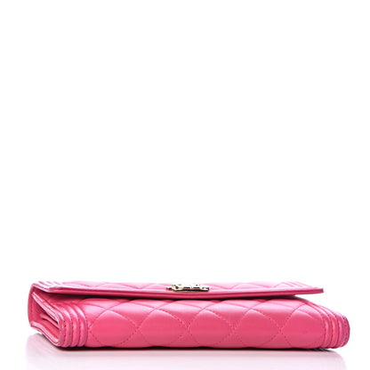 Chanel Lambskin Quilted Boy Flap Wallet Fuchsia 4 of 14