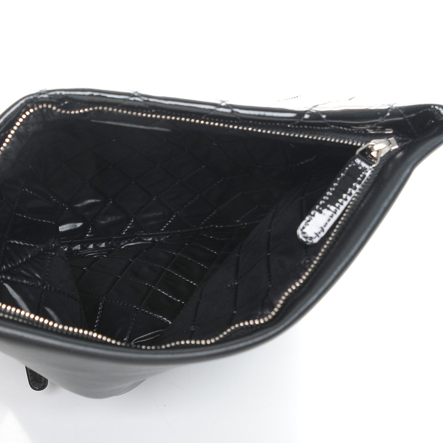 Patent Calfskin Quilted Beauty CC Clutch Black
