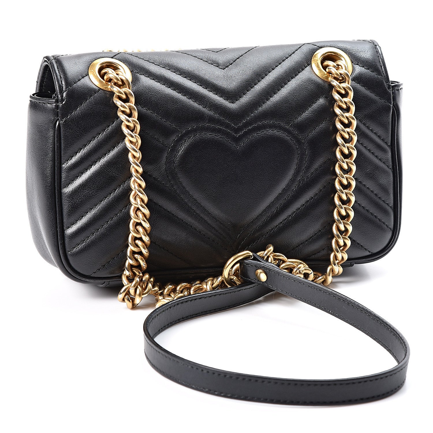 Gucci Calfskin Matelasse Mini GG Marmont Shoulder Bag Black 2 of 12