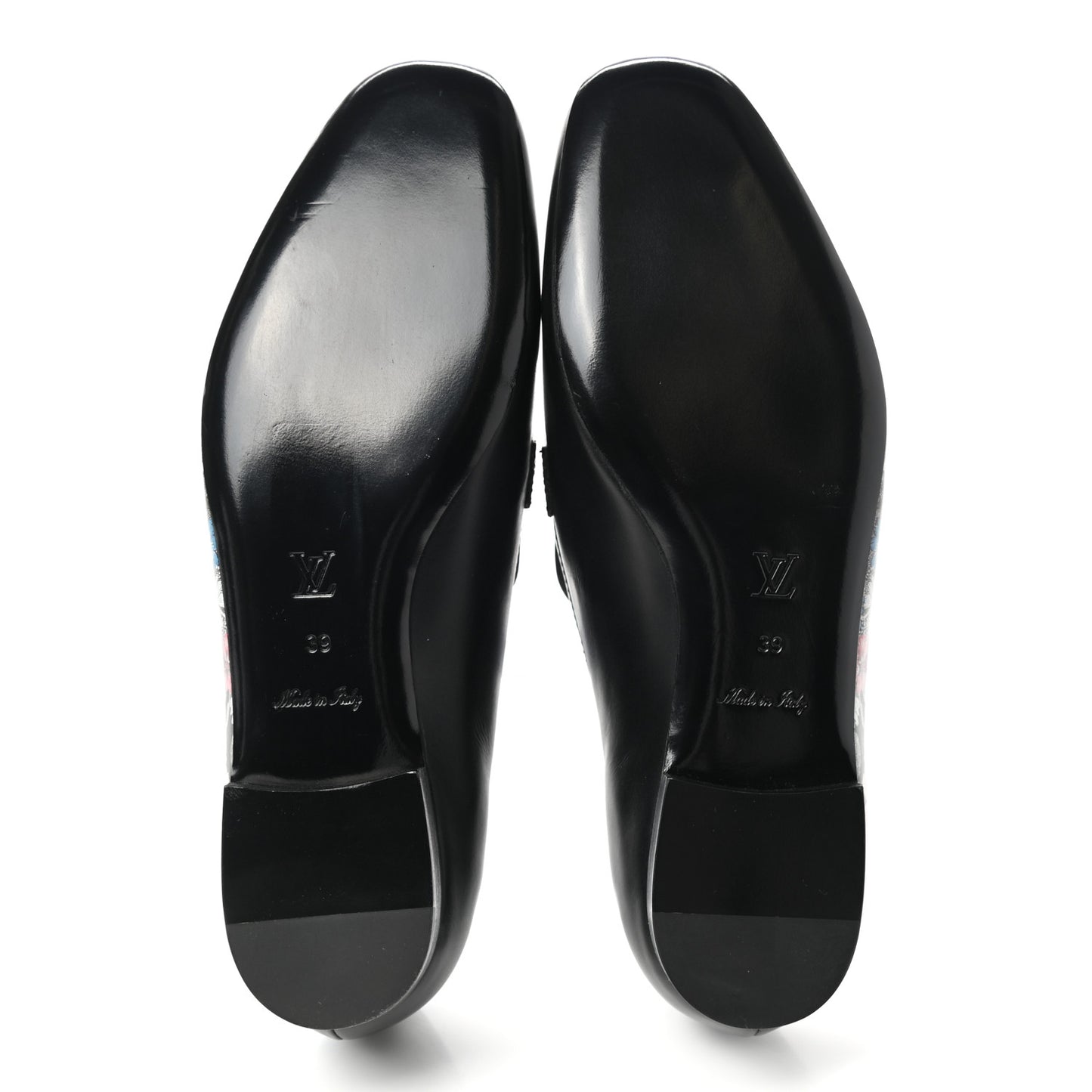 Calfskin Flowers Upper Case Flat Loafer 39 Black Multicolor