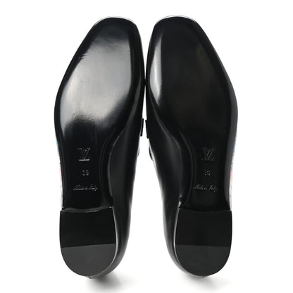 Louis Vuitton Calfskin Flowers Upper Case Flat Loafer 39 Black Multicolor 5 of 8