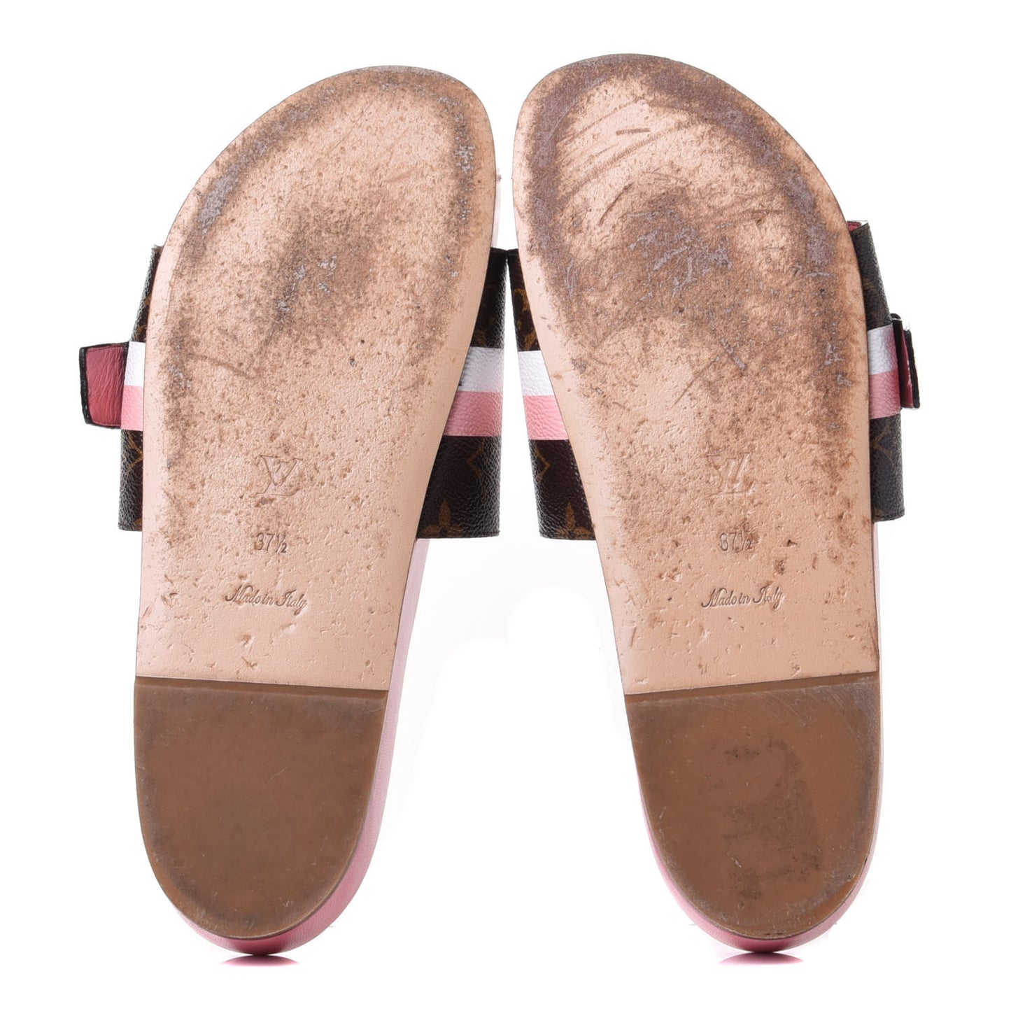 Patent Monogram Bom Dia Flat Mule 37.5 Rose White