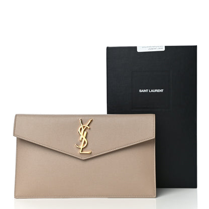 Saint Laurent Grain De Poudre Uptown Pouch Dark Beige 11 of 11
