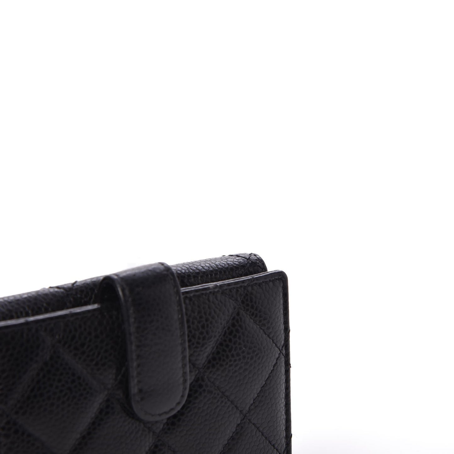 Caviar Quilted Compact French Flap Wallet Black