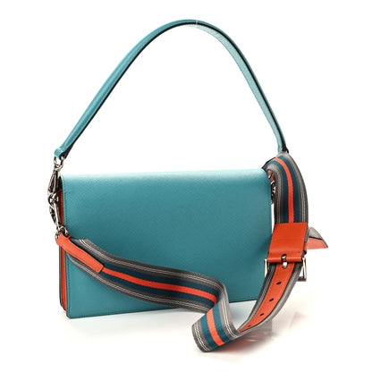 Prada Saffiano Lux Bi-Color Sound Shoulder Bag Papaya Turchese 3 of 8