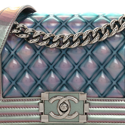 Chanel Iridescent Patent Calfskin PVC Quilted Small Boy Flap Light Purple 8 of 11