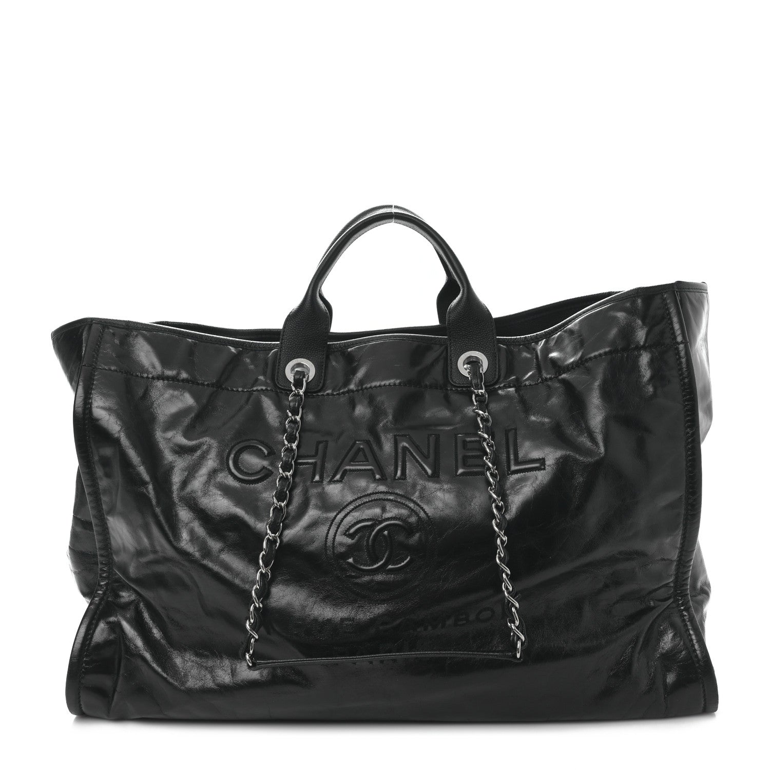 Chanel Glazed Calfskin Large Deauville Tote Black 1 of 9