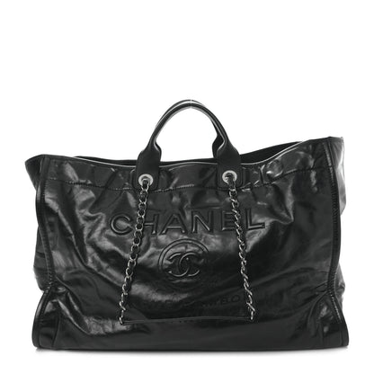 Chanel Glazed Calfskin Large Deauville Tote Black 1 of 9