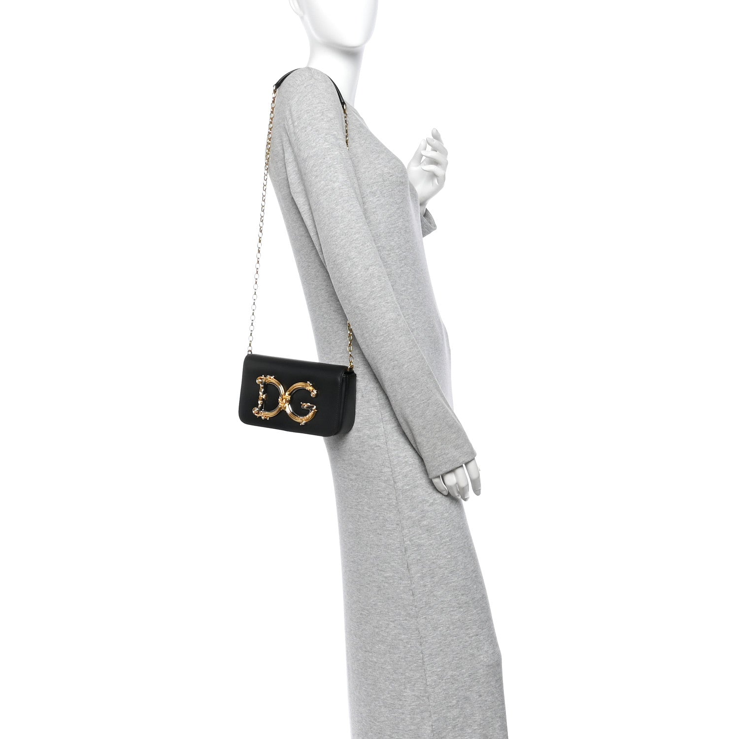 Dolce & Gabbana DOLCE GABBANA Calfskin DG Girls Phone Shoulder Bag Black 2 of 9