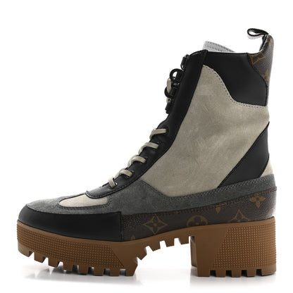 Louis Vuitton Suede Calfskin Monogram Laureate Platform Desert Boots 40 Grey 1 of 11